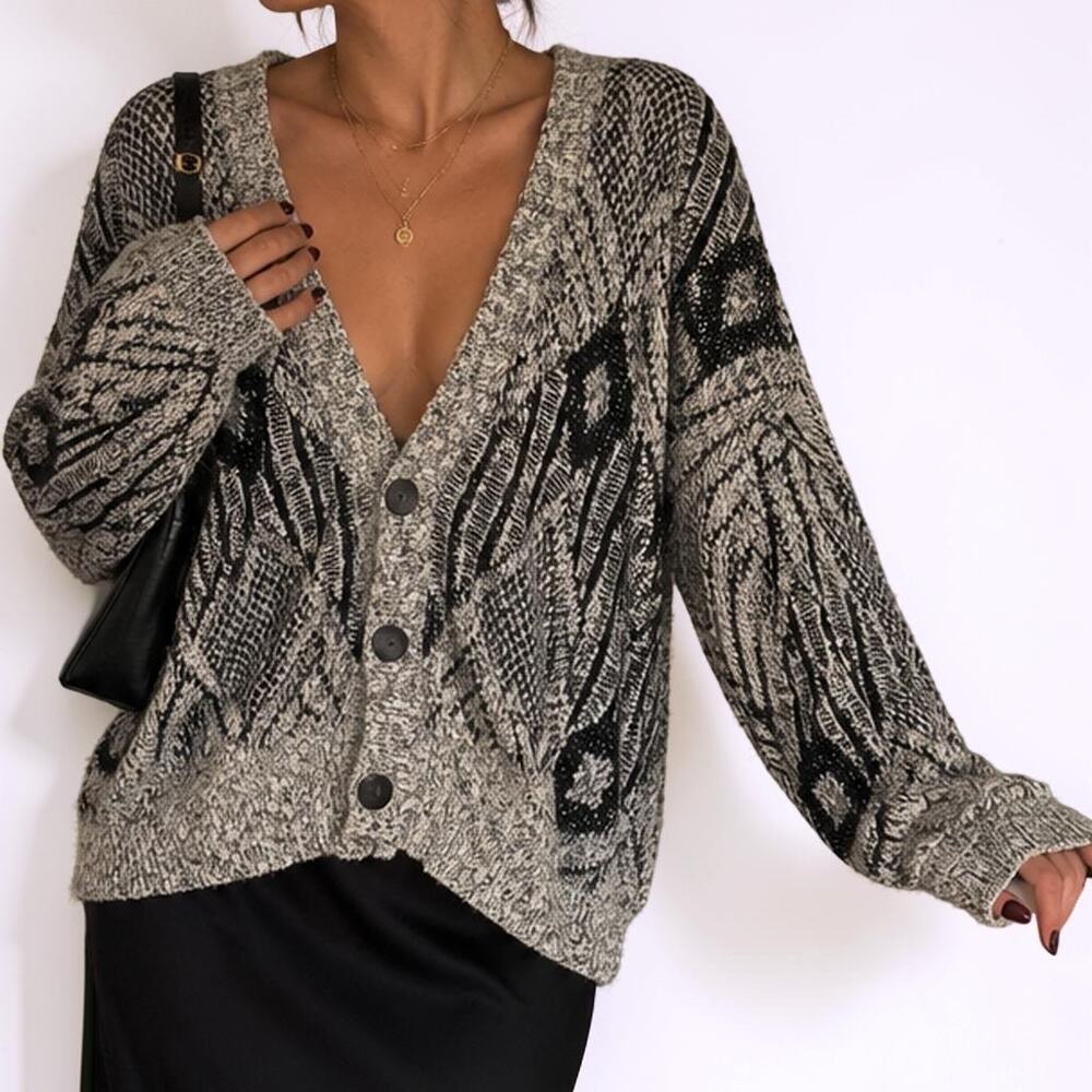 Vintage Michael Gerald Ramie Cotton Textured Knit Cardigan Sweater Medium